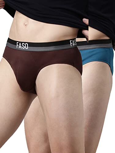 Image of FASO Men's Cotton Briefs | Ultra-Soft Durable Waistband | Modern Square Cut Fit | Tagless & Label-Free Comfort