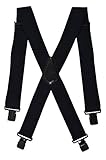 tirantes pantalon moto Para todas las ocasiones Tirantes XXL Extra Ancho \'X-Forma\' (50mm) Tela Gruesa con Clips Negros - Negro