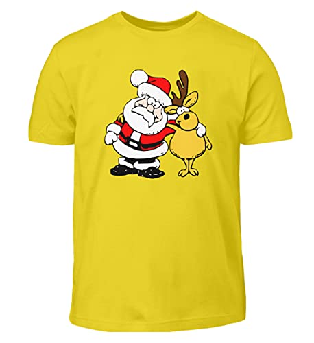 T-Shirt Père Noël et Renne Enfant Coton Jaune Indien Taille 98 cm 104 cm