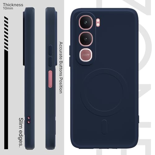Image of Amazon Basics Back Cover for Vivo Y31 5G Soft Matte Silicone with Camera Protection | Mag-Safe Logo (Not Mag-Safe Compatible) | Shockproof Slim Fit Bumper Case (Blue)