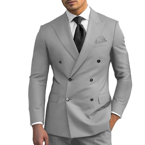 Mens Suits 2 Piece Double Breasted Suit for Men Slim Fit Blazer Pants Sets Wedding Prom Homecoming Suit