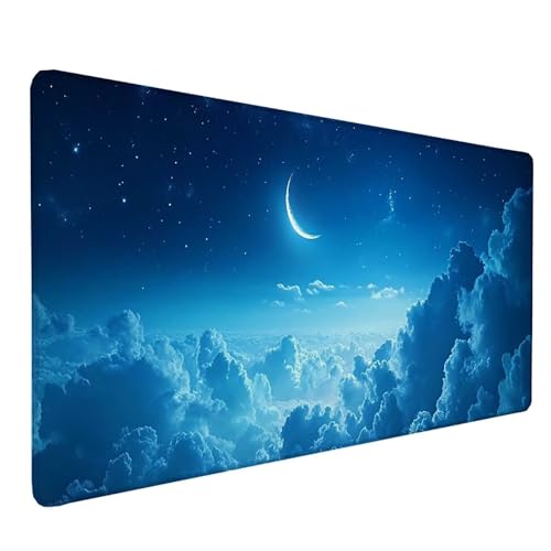Tapis de souris XXL ciel étoilé bleu grand sous-main 150x80 pour sublimer votre bureau PC