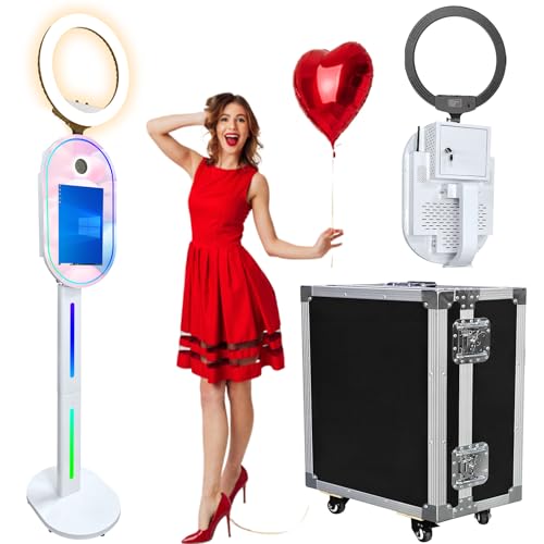 ZLPOWER Magic Mirror Photo Booth for DSLR with LCD Touch Screen PC Shell Stand Selfie Station Photobooth Machine Kiosk with Software Ring Light and Flight Case for Party Wedding Rental
