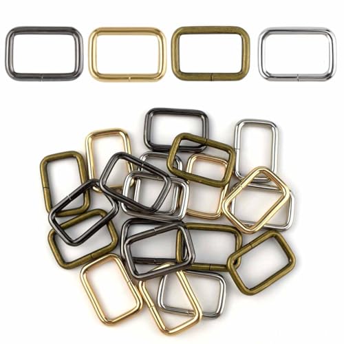 TKYPZY 20 Pcs Metal Rectangle & Square Ring Set - Heavy Duty Webbing Belt Buckles for 1 Inch Belts & Straps - DIY Accessories (4 Colors)