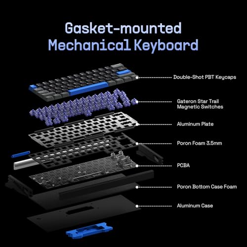 Image of IQUNIX EZ60 Gaming Keyboard, 60% RGB Mechanical Keyboard, 61 Keys with Star Trail Magnetic Switches, Rapid Trigger, Adjustable Actuation, Double Shot PBT Keycaps, for Win /Mac Laptop PC