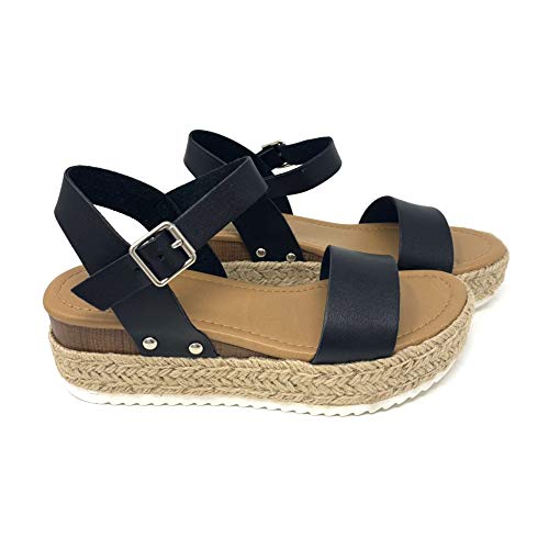Image of Soda CLIP ~ Women Open Toe Ankle Strap Platform Espadrille Sandal