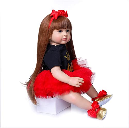 HOMONEY 24 Zoll Reborn Puppe, 60CM Lebensechte Reborn Kleinkind Mädchen Puppen, Realistische Reborn Neugeborenes Baby Reborn Puppen Langes Haar – Bild 5