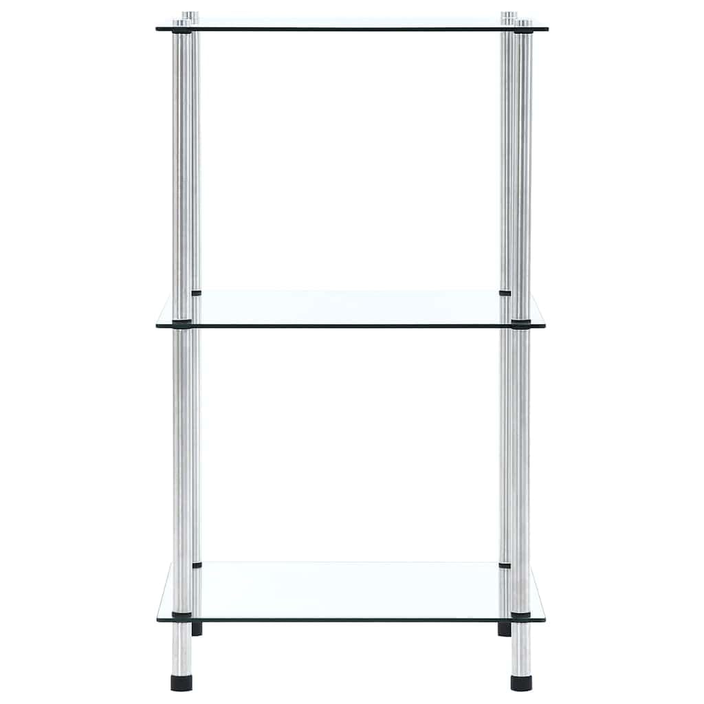 Scaffale in vetro a 3 ripiani, 40 x 40 x 67 cm, in acciaio inox