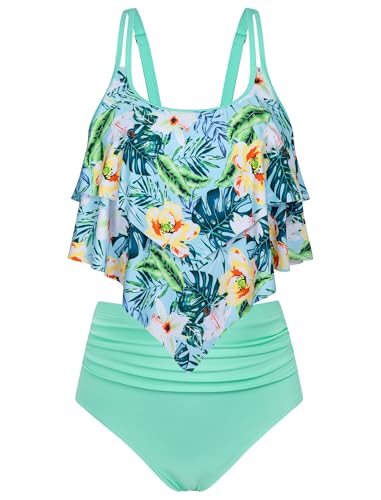 Image of Arolina Plus Size Swimsuits for Women Tankini High Waisted Bikini Sets Tummy Control Bathing Suits (S-24W