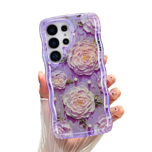 XIZYO Colorée Rétro Peinture à l'huile Fleur Coque pour Samsung Galaxy S26 Ultra, Ondulé Bouclé Laser Brillant Mignon Floral Esthétique Coque, Housse Femmes Mince...