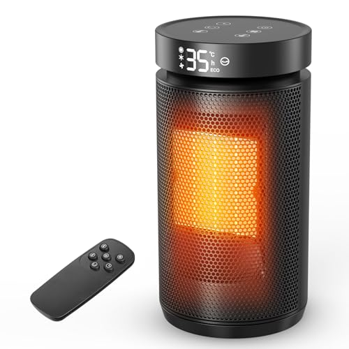 Chauffage d'appoint avec Télécommande, Radiateur Soufflant Silencieux et Économe en Énergie de 1500 W, Chauffage Céramique PTC, Minuterie 12H, Rotation à...