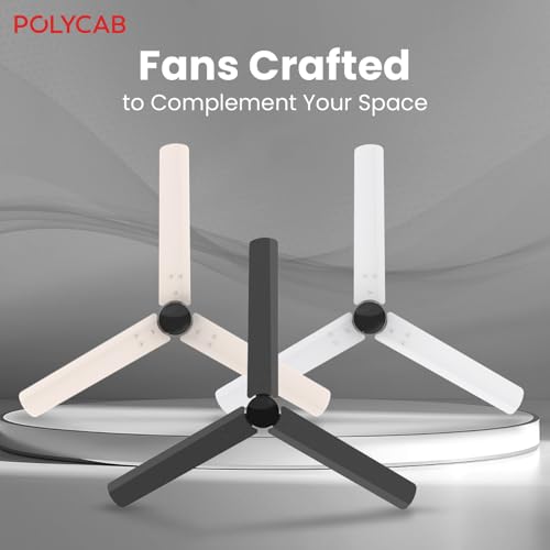 Image of Polycab Wizzy Plus 1200mm 5-Star BLDC, Remote Ceiling fan for Living Room| 55% Energy Saving, High Air Delivery | 3+1 yr Warranty【Matt White Black】