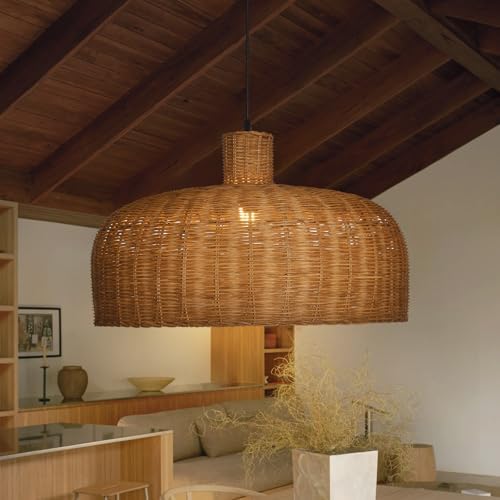 Arturesthome Rattan Pendant Light Farmhouse Chandelier Wicker Pen...