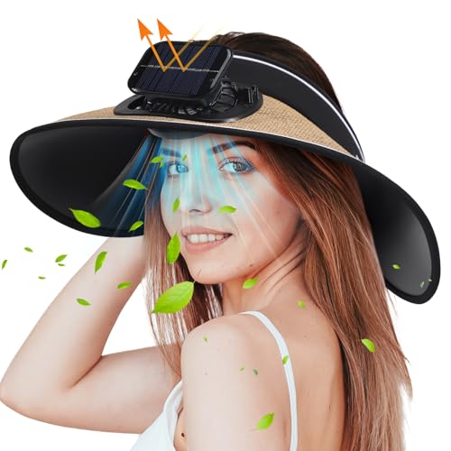 Visera con ventilador solar y protección UV para mujer miniatura 1