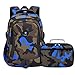 Yvechus Camo Backpack Set with Lunch Bag Lightweight Waterproof School Backpack Bookbag for Boys Girls (C-Style Camo Blue)