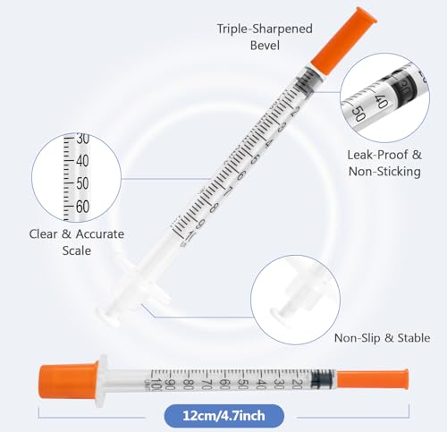 U-100 Syringes with Needle 30G 8mm (5/16") 1cc, Pack of 40 — view 2