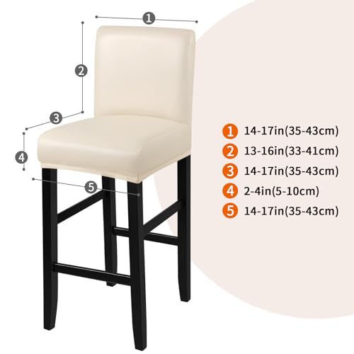 Image of YISUN Bar Stool Covers, Stretch Polar fleece blend Bar Stool Slipcover Removable Washable Bar Stool Chair Covers, High Chair Cover with Elastic Bands (4 Pack, Beige)