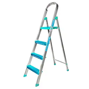 Casa Copenhagen LB15.8 Collection,Designed in Denmark, 4-Step Foldable Aluminium Ladder Laser Cut with Super Advance Sure-Hinge Technology,7 Years Warranty - Teal