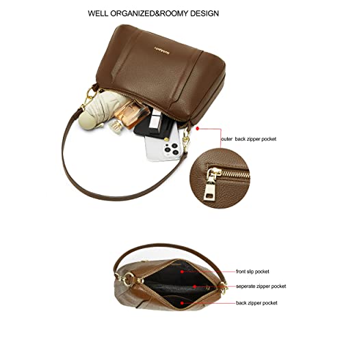 Image of DORIS&JACKY Leather Shoulder Handbags For Women Medium Designer Crossbody Purse And Bags With Two Detachable Straps