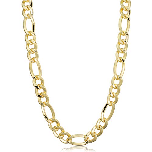 Kooljewelry Solid 14k Yellow Gold Filled 8.6 mm Figaro Chain Necklace (18, 20, 22, 24 or 30 inch)