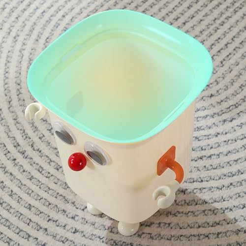 Caneca de basura divertida ojos grandes con pies crema amarillo miniatura 3