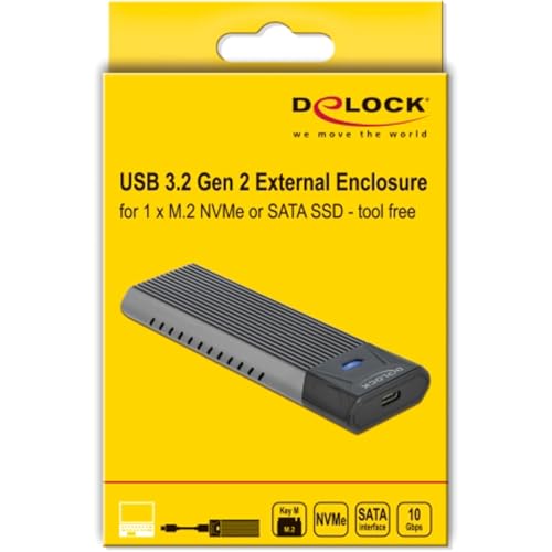 Delock carcasa USB tipo C para SSD M.2 NVMe PCIe miniatura 5