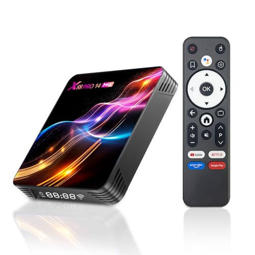GREVA 8K TV Box Android 14.0 4GB RAM 32GB ROM Android TV Box RK3528 Chipset Support 2.4G/5.0G WiFi 6 HDR10 BT5.0 USB3.0 Ethernet LAN 3D 1080P 2K 4K+ Utral HD Smart Streaming Media Player X88 PR14 MAX