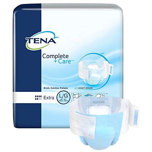 TENA Complete + Care Briefs, Incontinence, Disposable, Moderate Absorbency, Large, 24 Count, 3 Packs, 72 Total