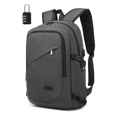 Kono Mochila Ordenador Portátil Antirrobo 15,6" Hombre Mujer, Gris Oscuro