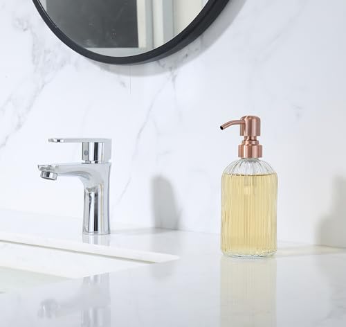 Image of Copper Glass Bathroom Soap Dispenser with Metal Pump,Vintage Dish Soap Dispenser for Kitchen, Used for Lotionor Home,Bathroom,Countertop, Hotel,2 Packs