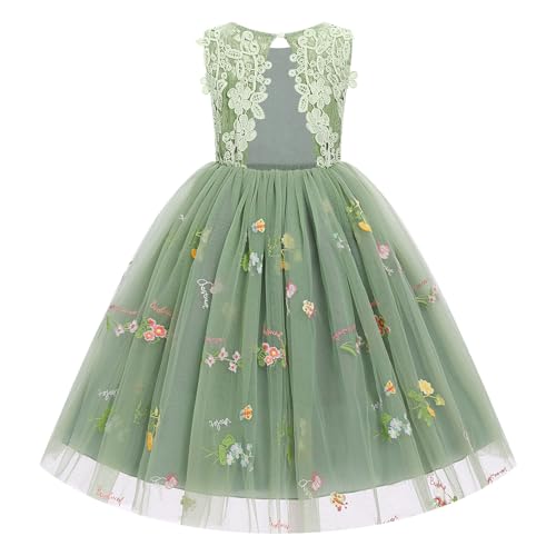 Odizli Blumenmädchenkleider Prinzessin Kleid Kinder Mädchen Ärmellos Spitze Rückenfreies A-Linie...