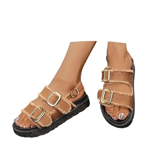 Sandalias de verano de moda transpirables de malla informales sin cordones para playa cómodas planas de color liso para mujer uso diario y paseos
