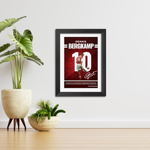 Image of TenorArts Dennis Bergkamp Quotes Poster Arsenal Laminated Photo Print Frame Painting with Matt Finish Black Texture (12 inches x 9inches)