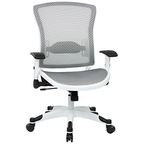SPACE Seating Breathable Mesh Seat and Back, 2-to-1 Synchro Tilt Control, 2-Way Adjustable Flip Arms, and White Coated Nylon Base Managers Chair, White Cover