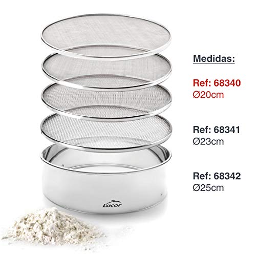 Lacor 4 Mesh Sieve Interchangeable 20 cm, Stainless Steel, Silver
