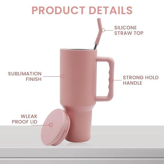 Image of SKDBPM Personalized Stainless Steel Tumbler with Handle, 1200ml Capacity, Black Insulated Travel Mug with Straw, Custom Name Design (1200ML Stainless Steel Tumbler with Handle)