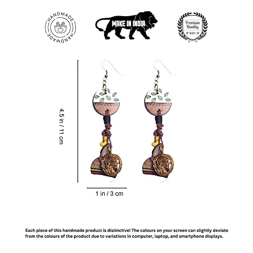 Image of Handcrafted Boho & Tribal Earrings for Women - Wooden, Brass & Terracotta Statement Designs in Drop, Hoop, Loop & Dangle Styles