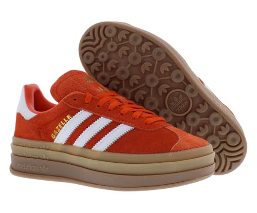 Image of adidas Gazelle Bold Suede Womens Shoes Size 11, Color: Collegiate Orange /Footwear White /Gold Metallic-Orange