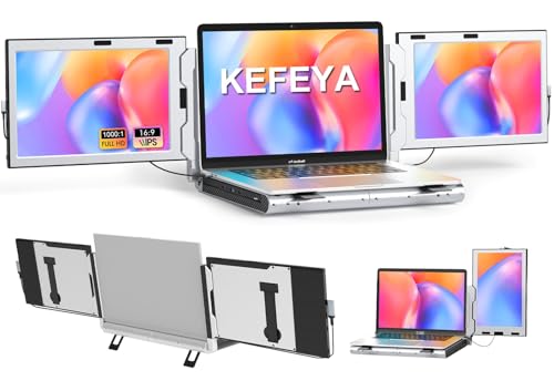 Image of KEFEYA Laptop Screen Extender for 11 inch-17 inch Laptop, Upgraded 360 Rotation Triple Monitor for Laptop- 10.1 inch Portable Screen Extender Full IPS - HDMI /USB-A /Type-C Plug & Play for Wins /Mac /Chrome
