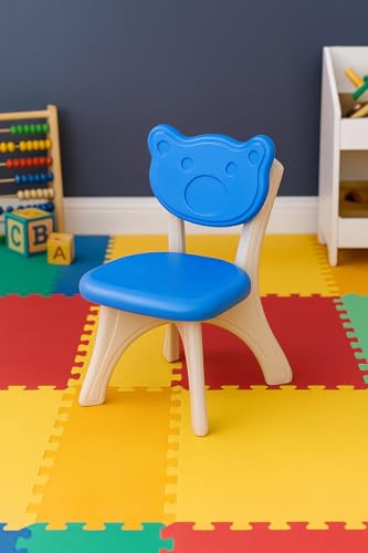 Image of Amazon Brand - Supples Kids Study Table and Chair Set | Durable & Multi-Purpose | Plastic Table & Chair Set for 2+ Years Baby | Rectangular Shape | White & Blue