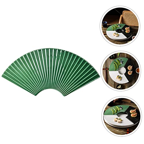 Plato de cerámica japonesa forma abanico para sushi miniatura 4