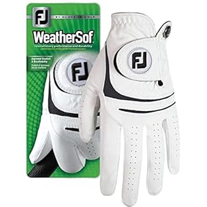 FootJoy WeatherSof – Guante para hombre, Diestro, se pone en la mano izquierda, color Blanco, talla M