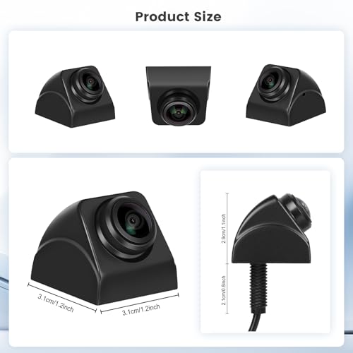 Image of Inefala AHD 1280X720P Small Backup Camera with IP67 Waterproof Night Vision Parking Assistance Cameras, 360 Rotating Rearview Camera with 6M Cable for Car Accessories Fit Car Vehicle SUV RV DC12V