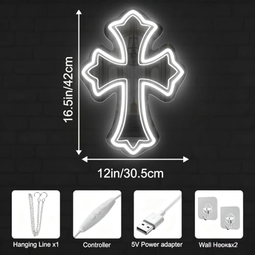 Image of Cross Gothic Y2K Cross Mirror Neon Sign Gothic Wall Decor