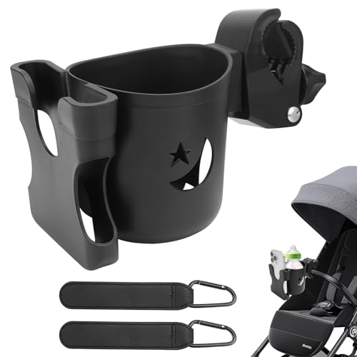 QGGTQG Porte-gobelet universel 2 en 1 pour poussette - Avec 2 crochets de poussette - Pour poussette, vélo, fauteuil roulant