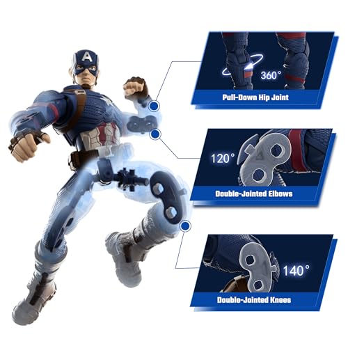 Image of Blokees - Champion Class - Marvel Infinity Saga - Captain America CC03 Model Kit - Assembly Required - No Tools - No Cutting - No Glue - No Paint - Age 14+