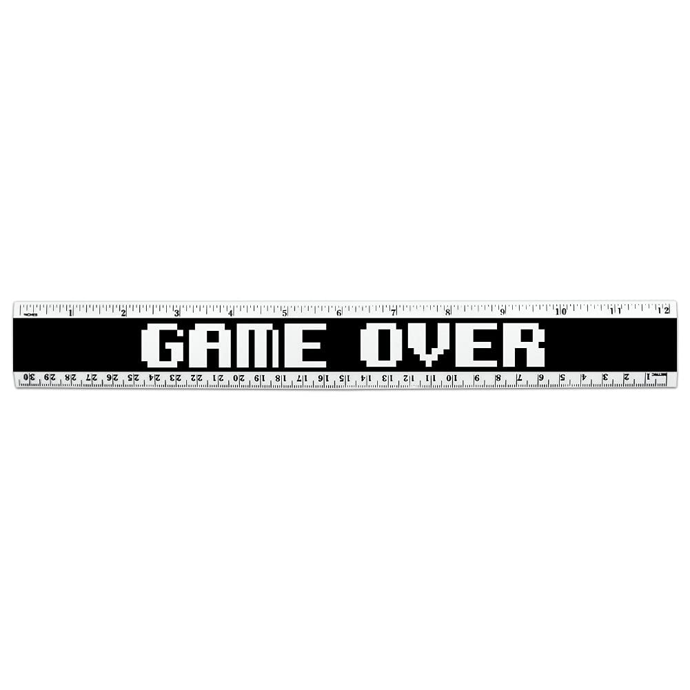 Game Over Gamer Pixel Font Geek 12 Inch Standard and Metric Plastic Ruler