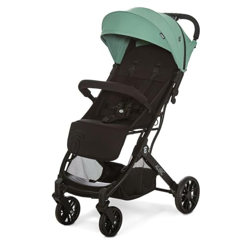 Silla de Paseo Ligera y Compacta con Plegado con una Mano, Ruedas Grandes, Reclinable y Apta para Cabina – Carrito de Bebé con Asa Trolley y SPF50+ – Asalvo KUBIC 2 Verde