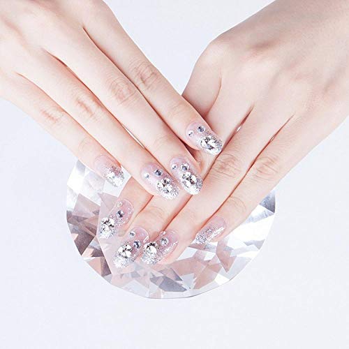TJJF Falsche Nägel 24 Stück Kopf Glitter Crystal Manicure 3D lange gefälschte falsche Aufkleber Faux Nails Tipps mit… – Bild 4