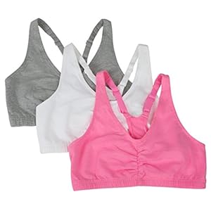 Fruit-of-the-Loom-Womens-Adjustable-Shirred-Front-Racerback-Sports-Bra Fruit of the Loom womens Adjustable Shirred Front Racerback Sports Bra, Neon Pink Heather/White/Grey - 3-pack, 38 US